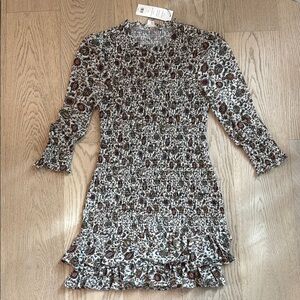 Floral Patterned Veronica Beard Farha Dress with Ruffle Hem in Whitestone Multi